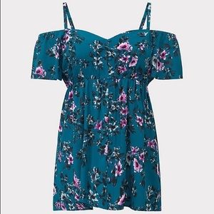 Torrid Floral Georgette Cold Shoulder Babydoll Top